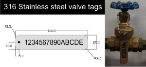 Stainless steel valve tags