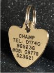 Hearts Brass Pet Tag (Small)