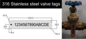 Stainless steel valve tags 100x20x0.9mm