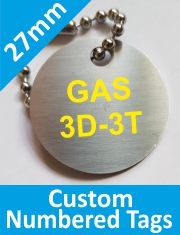 27mm dia. Customised Stainless steel valve tags
