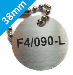 38mm dia. Custom numbered stainless tags