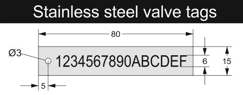 Stainless steel valve tags 50x15x0.9mm