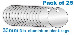 33mm Aluminium Blank Valve Tags (Pack of 25)