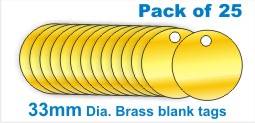 33mm Brass Blank Valve Tags (Pack of 25)