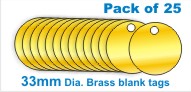 33mm Brass Blank Valve Tags (Pack of 25)