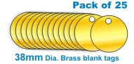 38mm Brass Blank Valve Tags (Pack of 25)