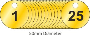 50mm dia. Brass Valve Tags Packs of 25 