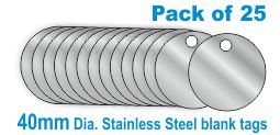 40mm 316 Stainless Steel Blank Valve Tags  (Pack of 25)