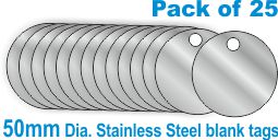 50mm Stainless Steel Blank Valve Tags  (Pack of 25)
