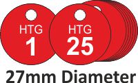 27mm dia. Traffolite Valve Tags. Packs of 25