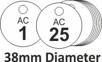 38mm dia. Traffolite Valve Tags Packs of 25