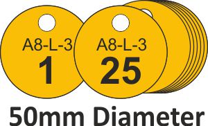 50mm dia. Traffolite Valve Tags Packs of 25