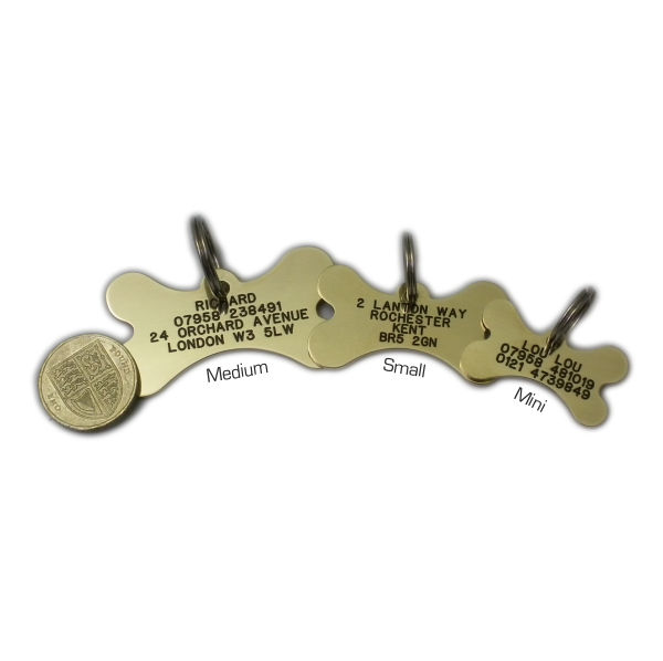 Bone Brass Pet Tag (Small)