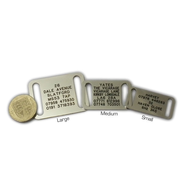 Nickel Plated Brass, Chrome Collar Dog Tag (Large) 