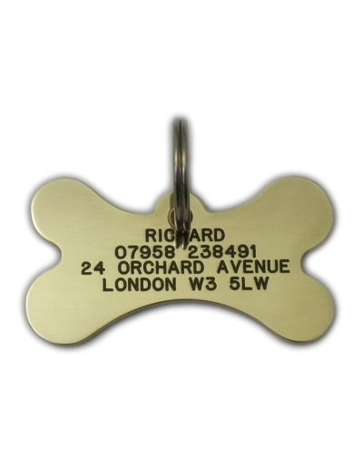 Bone Brass Pet Tag (Medium )