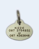 Oval Nickel Plated Brass, Chrome Pet Tag (Small)