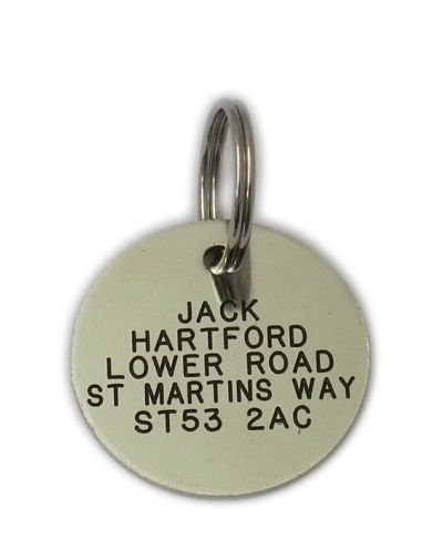 Round Nickel Plated Brass, Chrome Pet Tag (Medium)