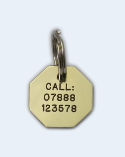 Octagonal Brass Pet Tag (Mini)