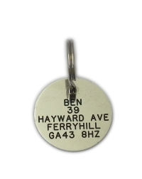 Round Nickel Plated Brass, Chrome Pet Tag (Small)