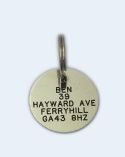 Round Nickel Plated Brass, Chrome Pet Tag (Small)