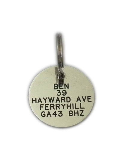 Round Nickel Plated Brass, Chrome Pet Tag (Small)